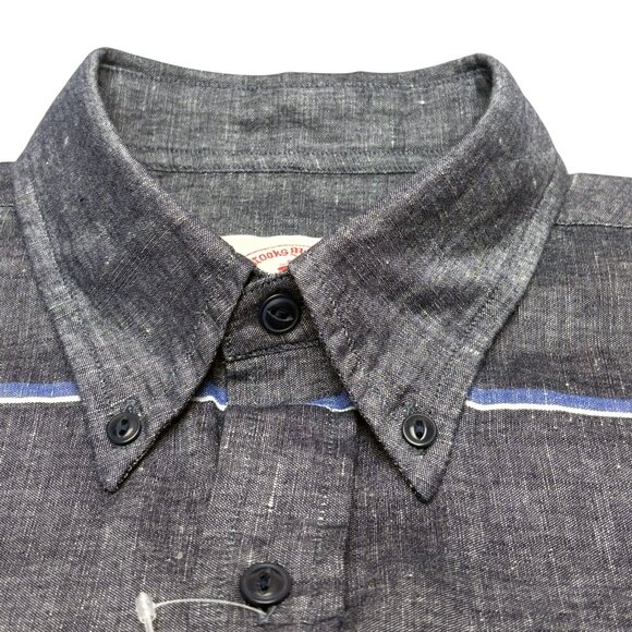 Brooks Brothers Red Fleece Linen/Cotton Stripe Short Sleeve Pullover - Picture 5 of 8